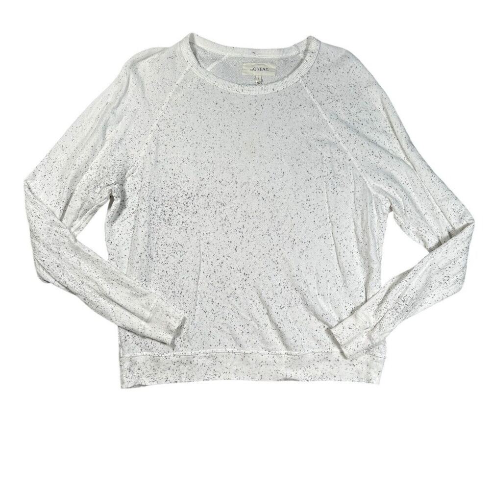 The Great French Terry Speckled Crewneck Long Sleeve Shirt XS 0 White Minimalist